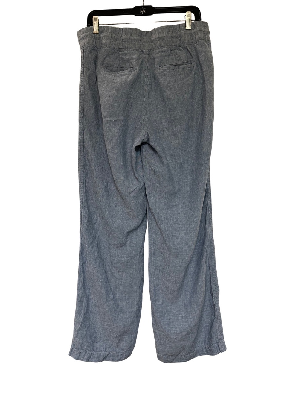 Athleta Women’s Cabo Linen Wide Leg Pant Blue Drawstring Zip Pockets Size 10 T - Picture 2 of 11
